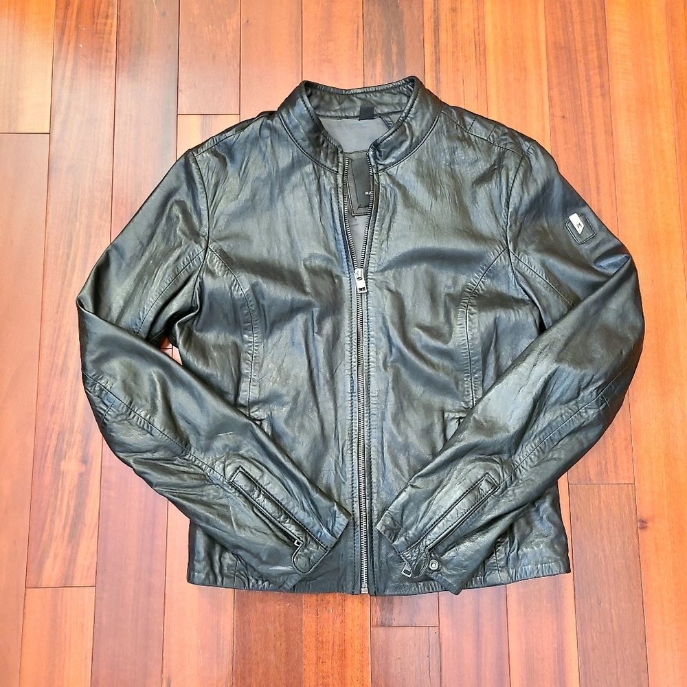 Black Leather Mauritius Women's Jacket Sz 8  Goth Grunge Biker Mobwife Casual